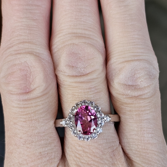 Genuine Pink & White Topaz Ring Sterling Silver Size 9! NWT - Picture 17 of 17